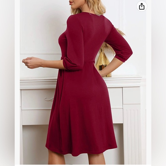 NWT Boutique Yathon V Neck Button Down A Line Casual Dress Pockets - Picture 3 of 13